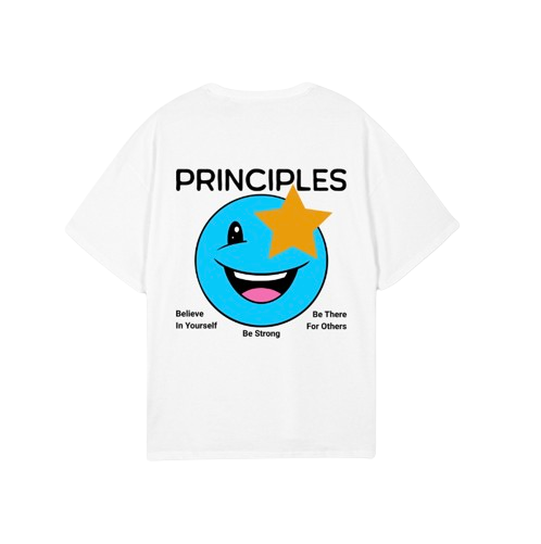 Principles | Be Strong Happy Face Tee | 100% Heavyweight Organic Cotton
