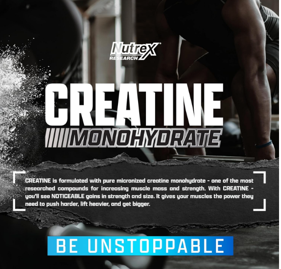 Nutrex Research Creatine Monohydrate Powder Unflavored | 60 Servings