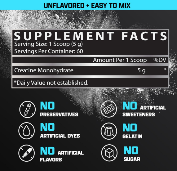 Nutrex Research Creatine Monohydrate Powder Unflavored | 60 Servings