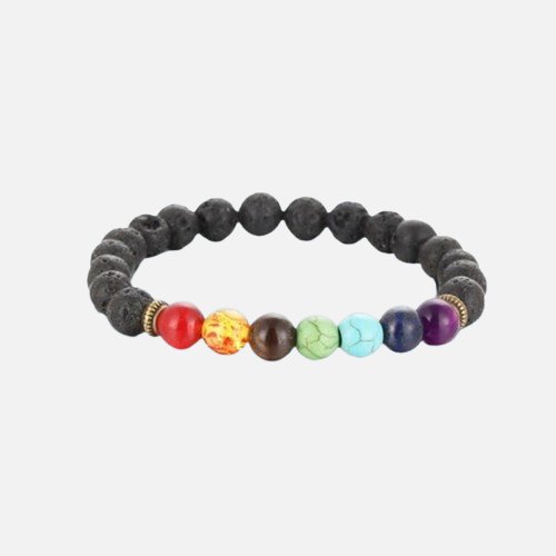 7 Chakra Gemstones Calming Lava Bracelet - MILKS