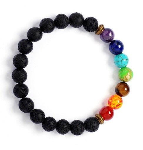 7 Chakra Gemstones Calming Lava Bracelet - MILKS